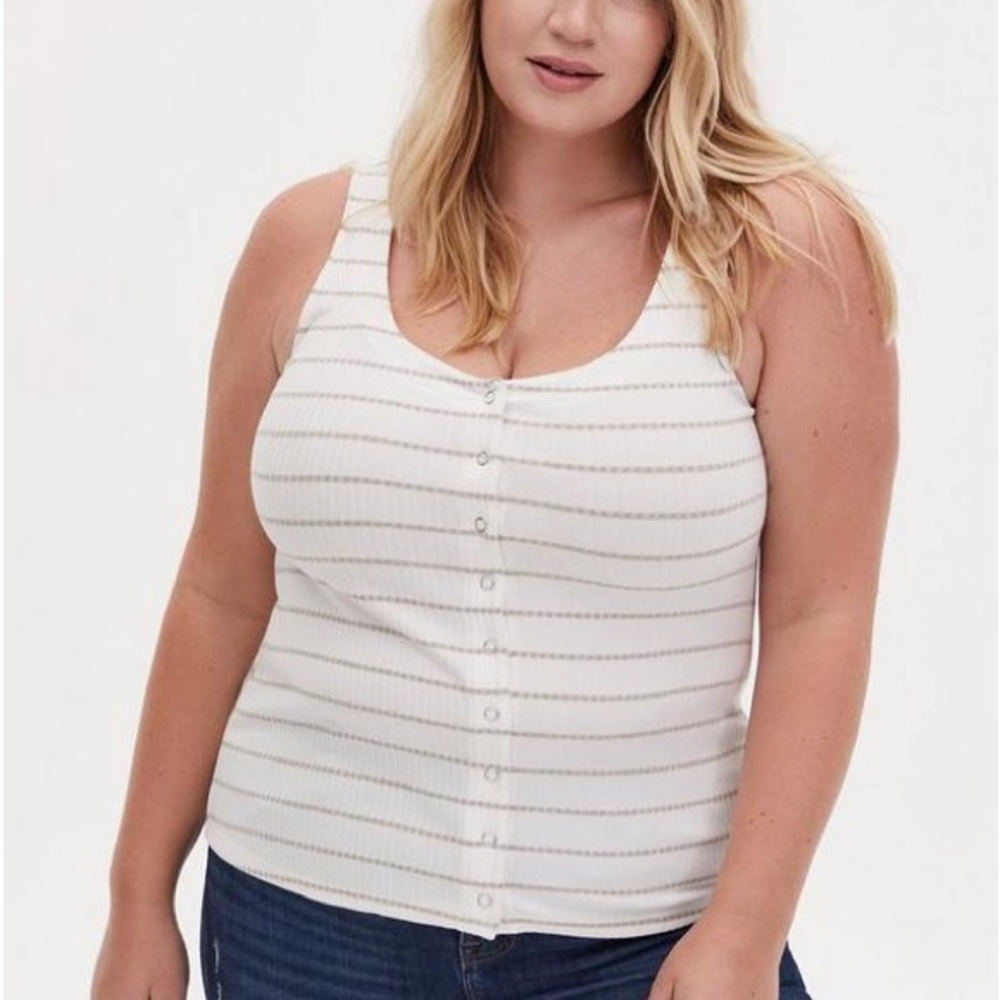 Torrid White and Gray Striped Tank Top - Picture 7 of 8